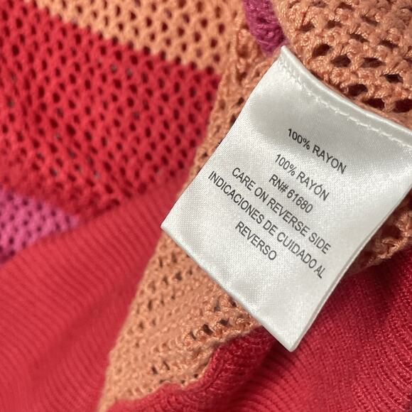 525 America Mesh Sweater M Open Knit Stripe Lightweight Retro Coastal - Picture 4 of 7